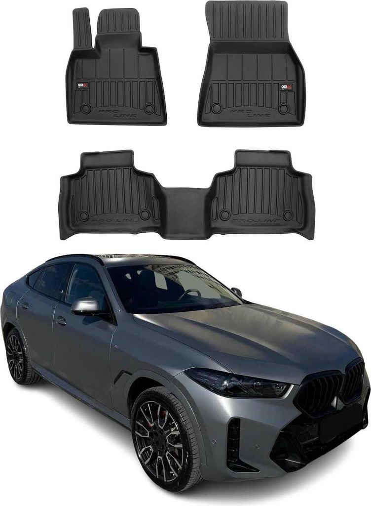 Fußmatten Gummimatten für BMW X6 G06 F96 2019-2025 OMAC Premium Schwarz TPE 3tlg