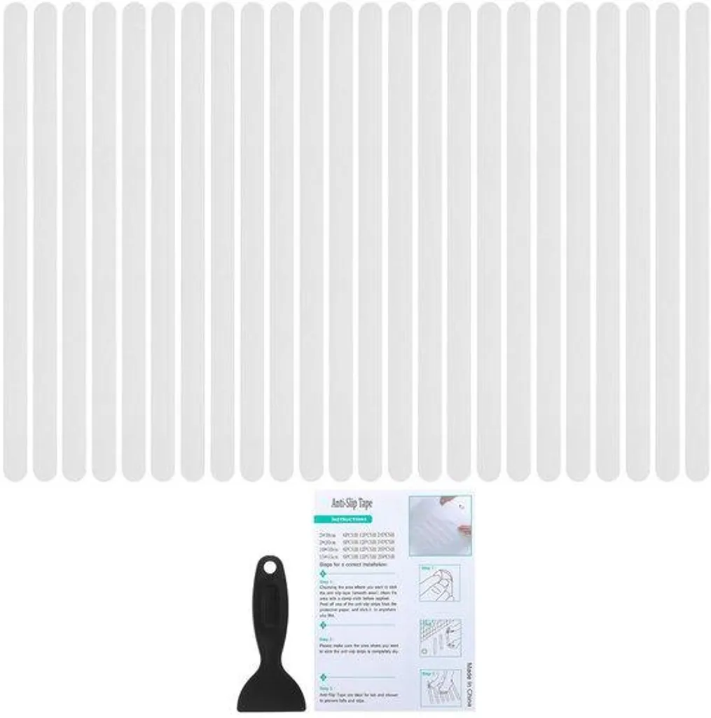 Autocollants antidérapants douche et baignoire 38x2cm transparents 24 pcs