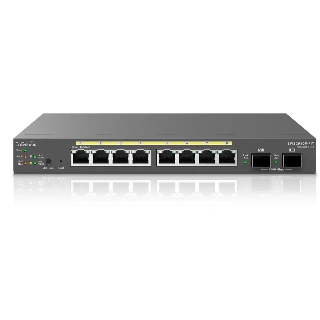 Switch EnGenius EWS2910P-FIT 8 ports GbE PoE+ 55W et 2 ports SFP