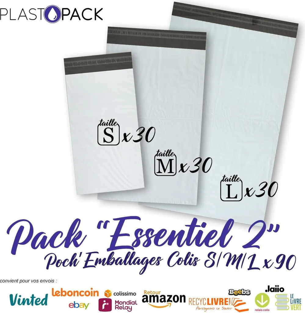 Pack expédition complet 90 poch'emballages colis multi-tailles S-L