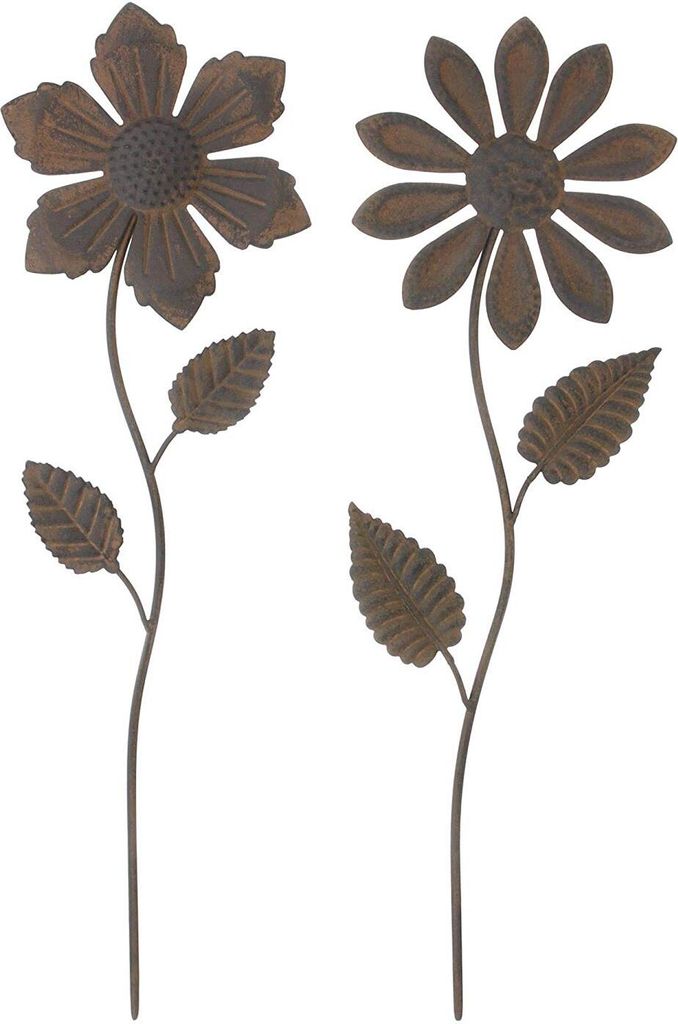 Blumenstecker "Rostoptik" 2er Set 44 cm