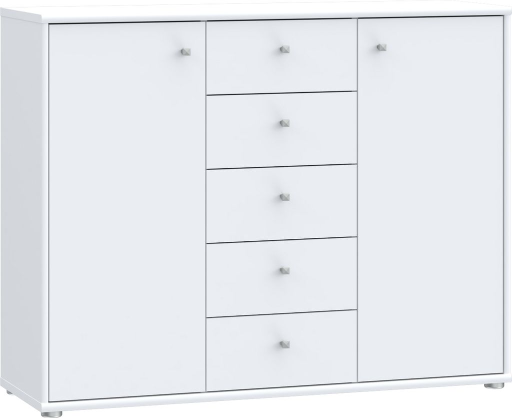 Kommode Beistellschrank Sideboard Anrichte Schrank Holzschrank "Tembi V" Weiß