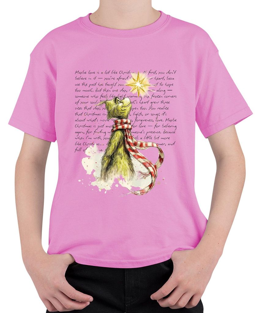 Maybe love is a lot like Christmas Grinch Weihnachten lustig Uni Kinder T-Shirt, Pink, 152
