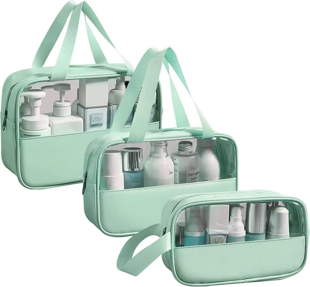 Lot de 3 trousses de toilette anti-fuite vertes pour protéger vos bagages