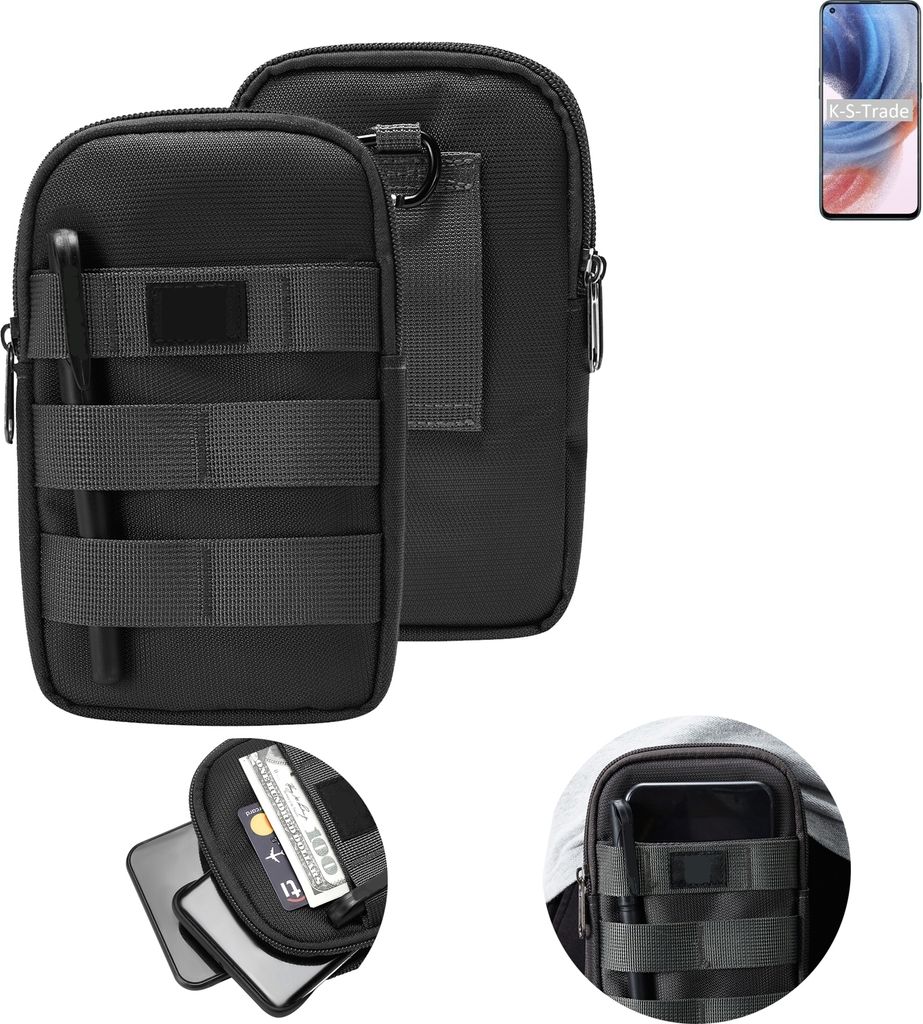 K-S-Trade Holster Gürtel Tasche kompatibel mit Oppo K9 Pro 5G Handy Tasche Schutz Hülle dunkel-grau viele Fächer, 1x