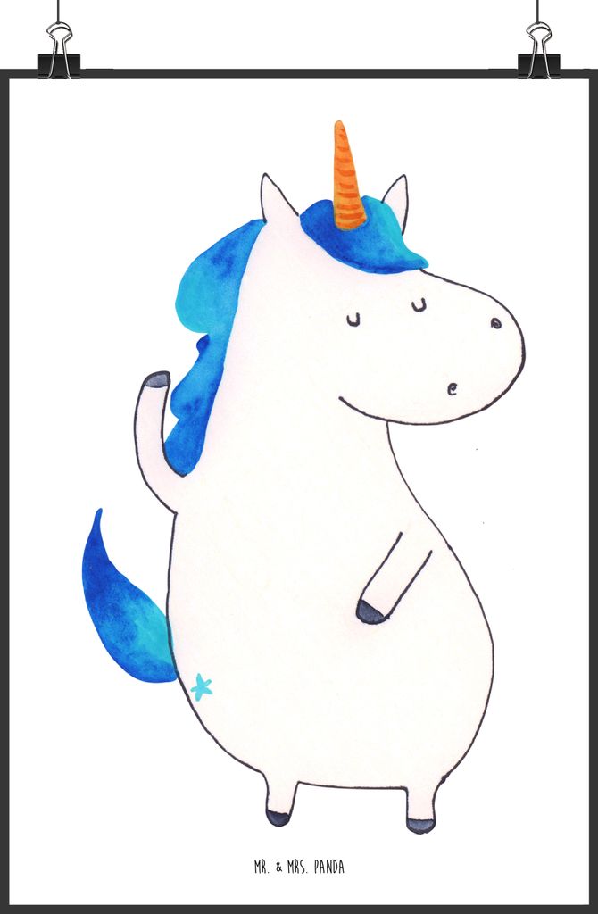 Mr. & Mrs. Panda Bild Einhorn Mann DIN A0 - Weiß - Geschenk, BFF, Unicorn, Wandbild, drucke, Freundin, Kunstdruck, wanddeko, Plakat, Einhörner, F...