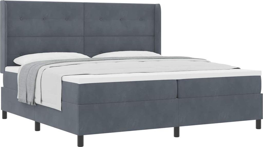 Boxspringbett mit Matratze Dunkelgrau 200 x 200 cm Samt