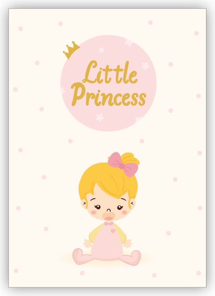 4x Süße Glückwunschkarte zur Geburt eines Mädchen mit kleinem Baby Girl: Little princess
