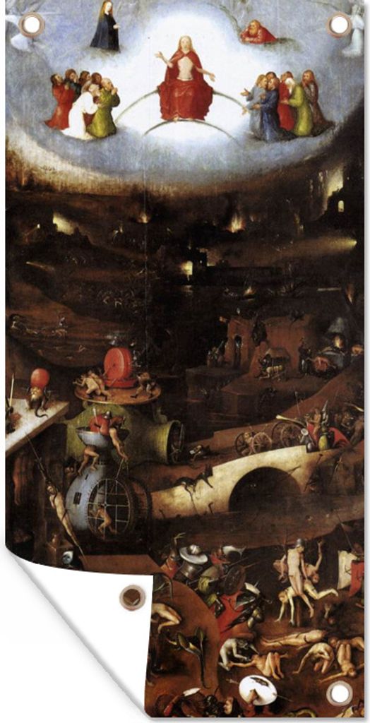 MuchoWow 80x160 cm Outdoor-Poster Gartendeko Sichtschutz Garten Poster für den Garten Das Jüngste Gericht - Gemälde von Hieronymus Bosch