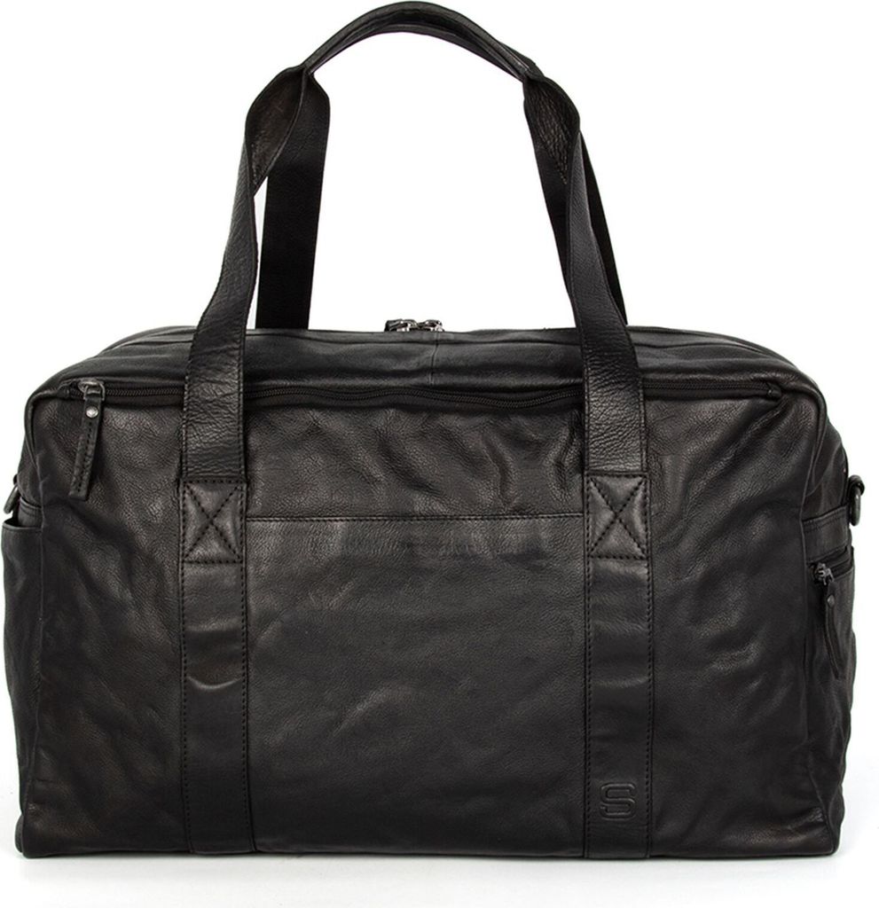 SPIKES & SPARROW Leder Reisetasche Schultertasche Brian Weekender Black schwarz