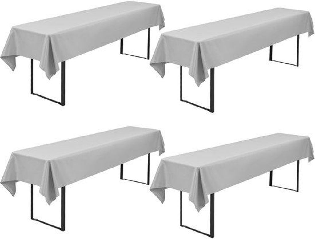 4er-Set leichtgraues Tischüberwurf 110 x 260 cm Polyester Tischüberwurf, waschbar und langlebig für Gartenfesten, Geburtstagsfeiern oder Grillpa...