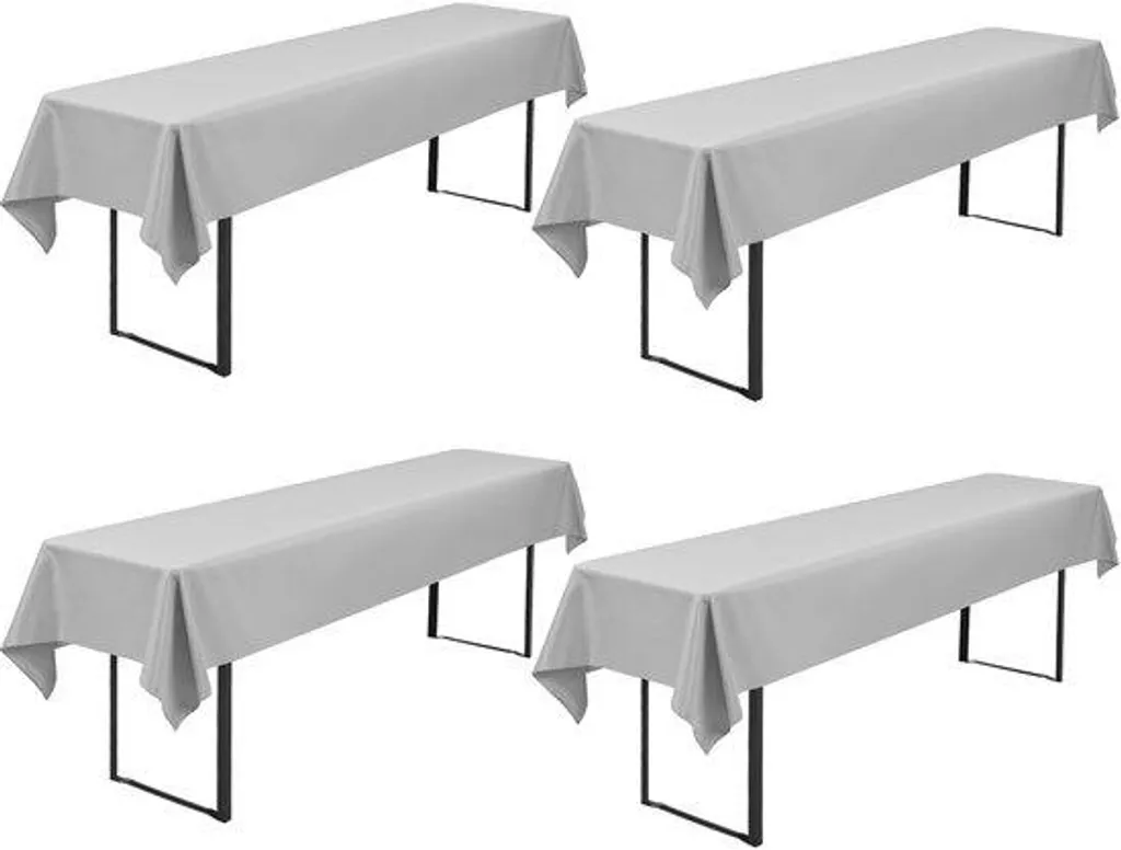 Nappes anti-tâches grises 110x260 cm : lot de 4 lavables et durables