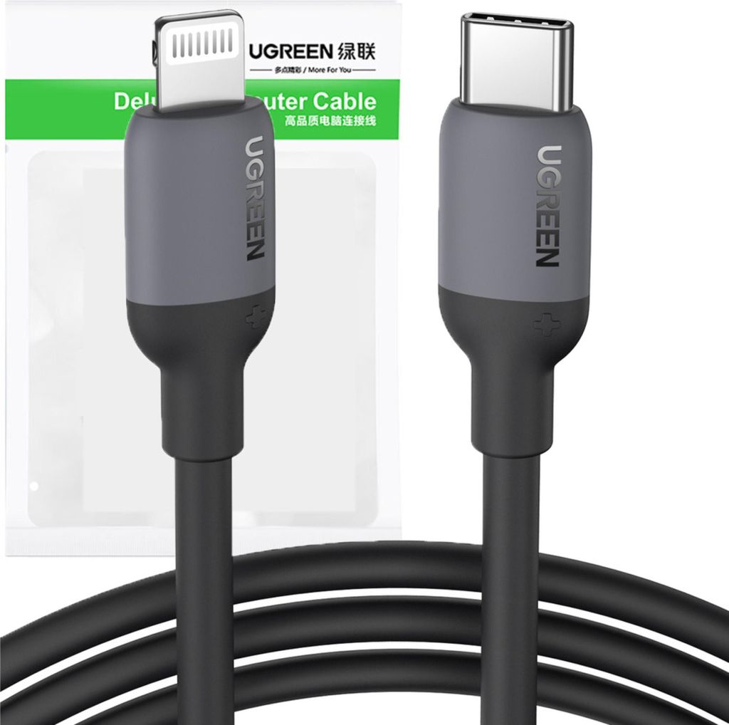 Ugreen US387 MFI-es Lightning-auf-USB-C-Kabel, PD 20W, 480Mb/s, 1m Schwarz