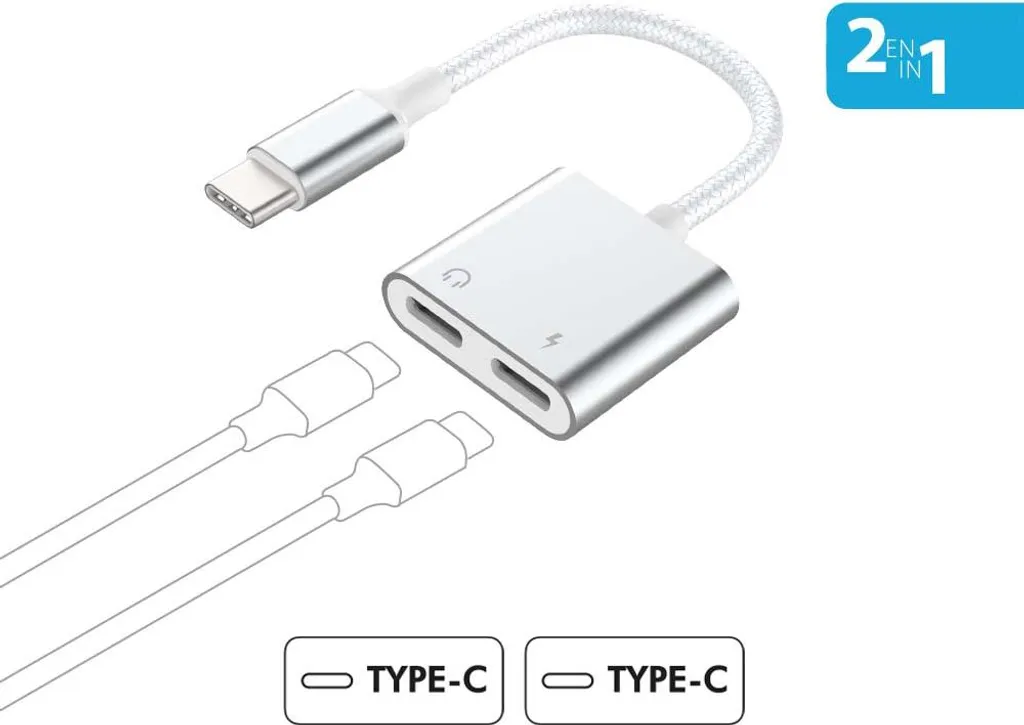 Adaptateur USB-C PD 100W Double Port avec Câble Renforcé Ultra Résistant