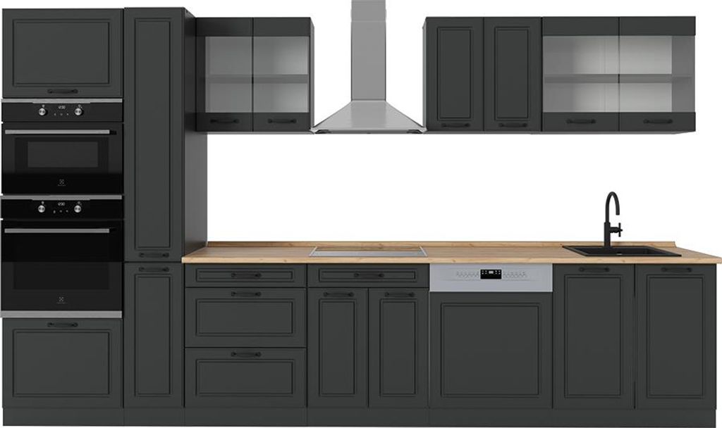 Vicco Küchenzeile R-Line, 350 cm , AP Eiche, Anthrazit Landhaus/Anthrazit