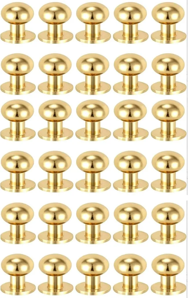 Lot de 30 mini boutons dorés de 9,4 mm pour tiroirs avec vis incluses