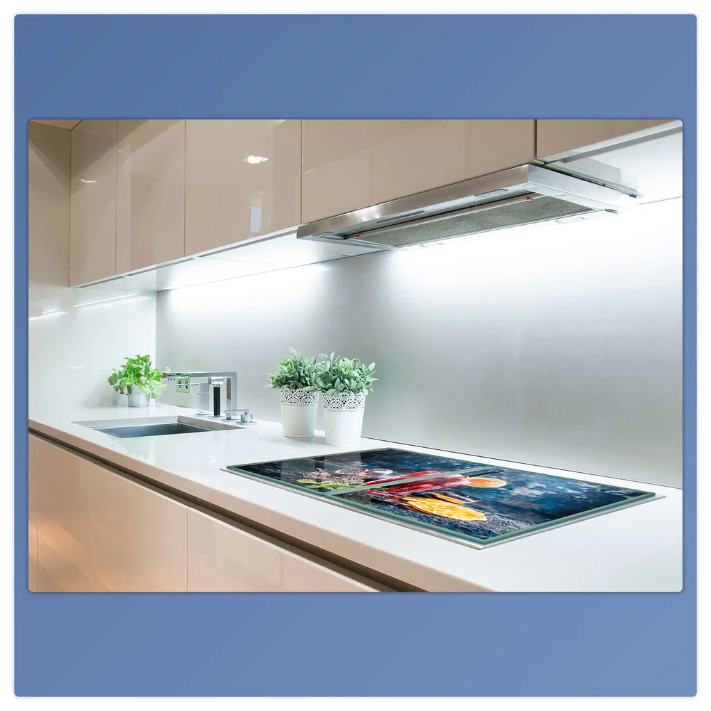 Piastra Coprifuoco In Vetro Temperato CTC-Trade 80x52 Cm - Protezione Per Piani Induzione, Paraschizzi Blu - 4