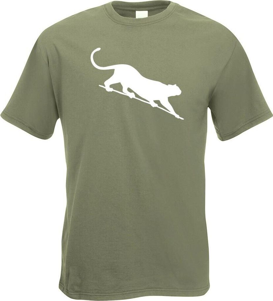 Kiwistar - T-Shirt - Olive - Wildkatze - Panther - Leopard Herren Funshirt Bedruckt Design Sprüche Spruch Motive - mit Motiv Bedruckt - Funshirt D...