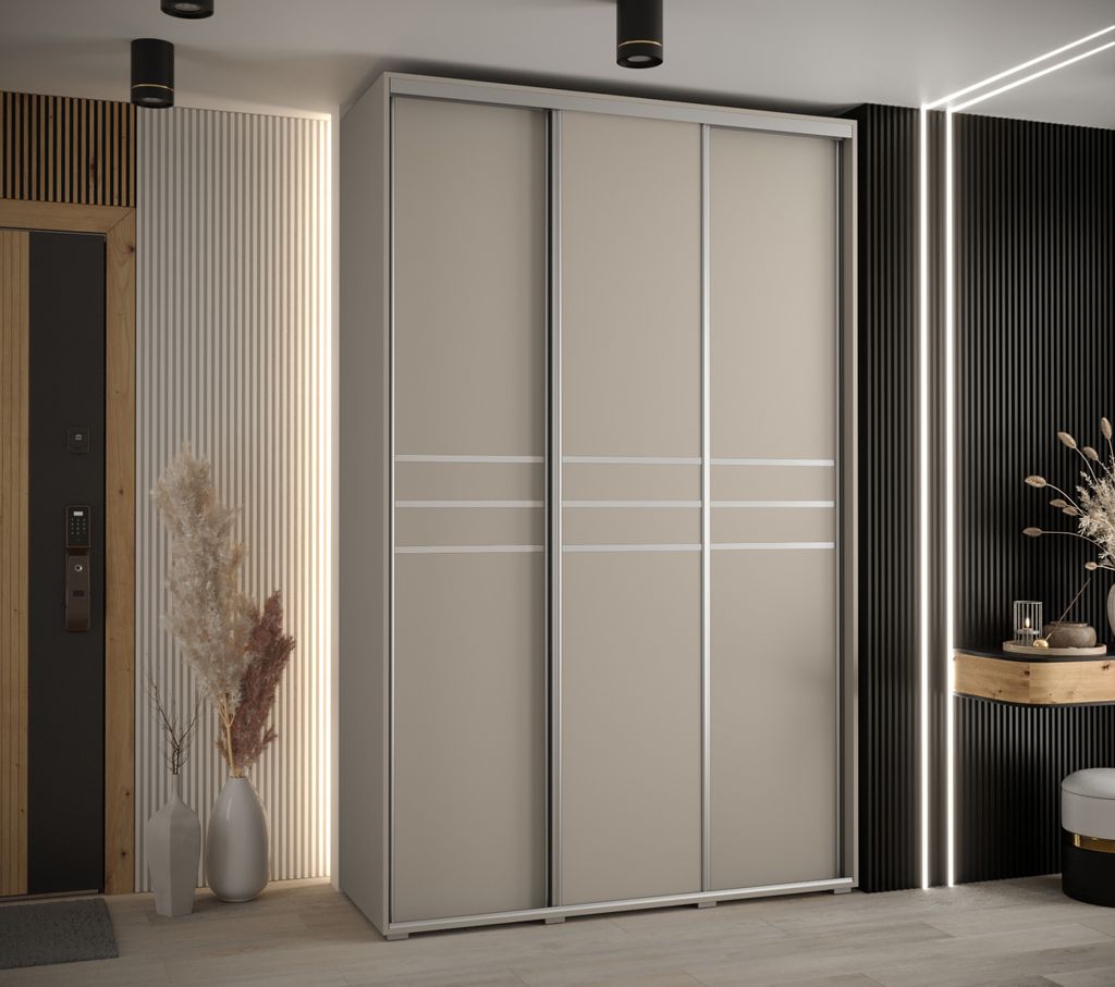 Kleiderschrank INDIRA 10 - 160/60 cm, Kaschmir/Silber