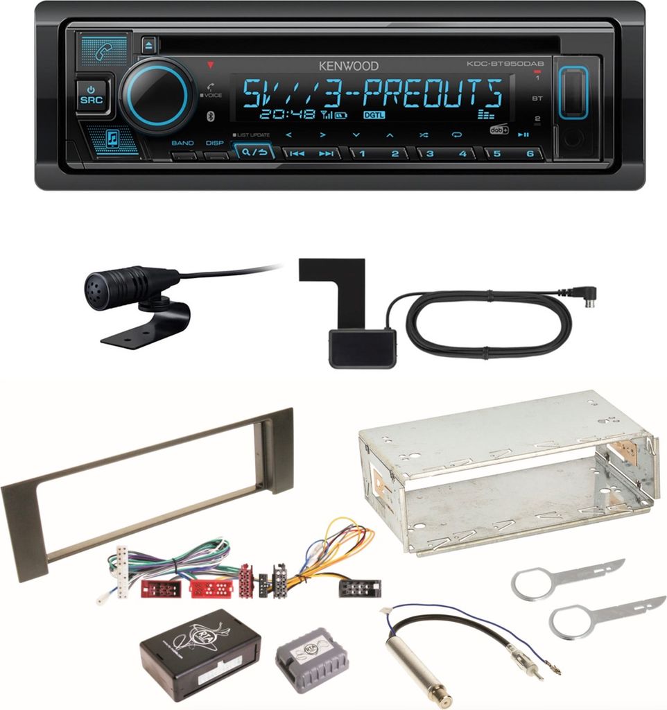 Kenwood KDC-BT950DAB Bluetooth Digitalradio CD Einbauset für Audi A4 B6 B7