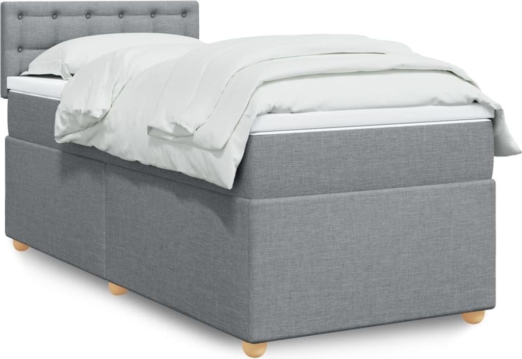 (NEU 2026) Boxspringbett mit Matratze, Doppelbett moderne, Hellgrau 80x200 cm - Stoff - Klassische Betten - 58.72 kg