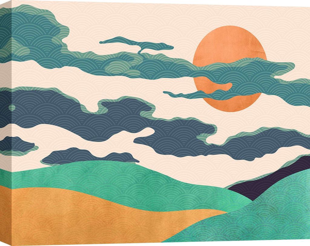 Leinwandbild, Landschaft im nordischen Stil - Sayaka Miko, Of Clouds and Land - 60x40 cm