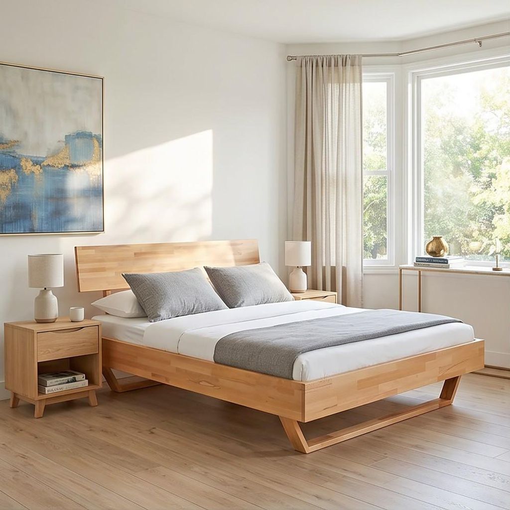 Bett TAO / 160x200 cm + Lattenrost , Buche massiv geölt