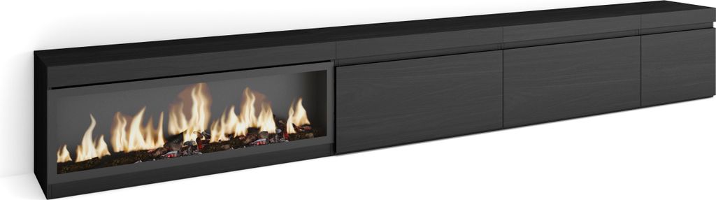 TV-Schrank, Lowboard, 317x35x45 cm, Elektrokamin XXL, Produktbild 