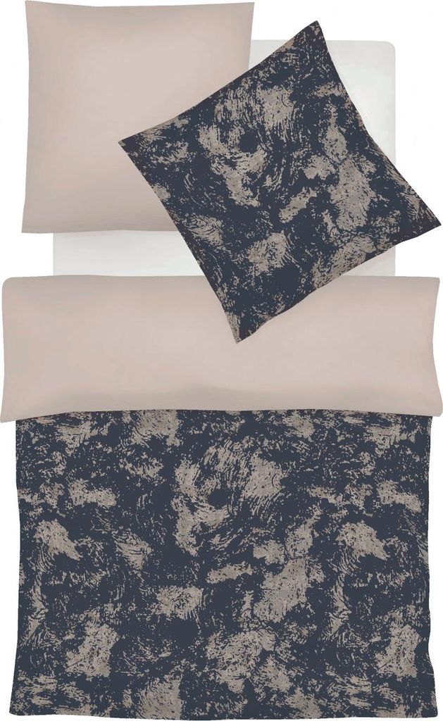 Fleuresse Black Premium Mako-Brokat-Damast Bettwäsche mit Uni Wendeseite Caviar