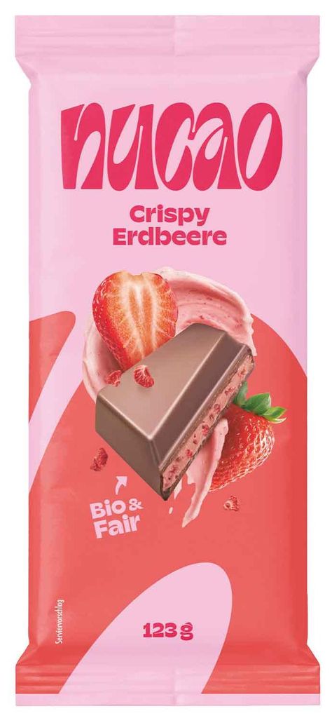 nucao Tafelschokolade Cremige Erdbeere  123g Produktbild  KI-generiertes Bild