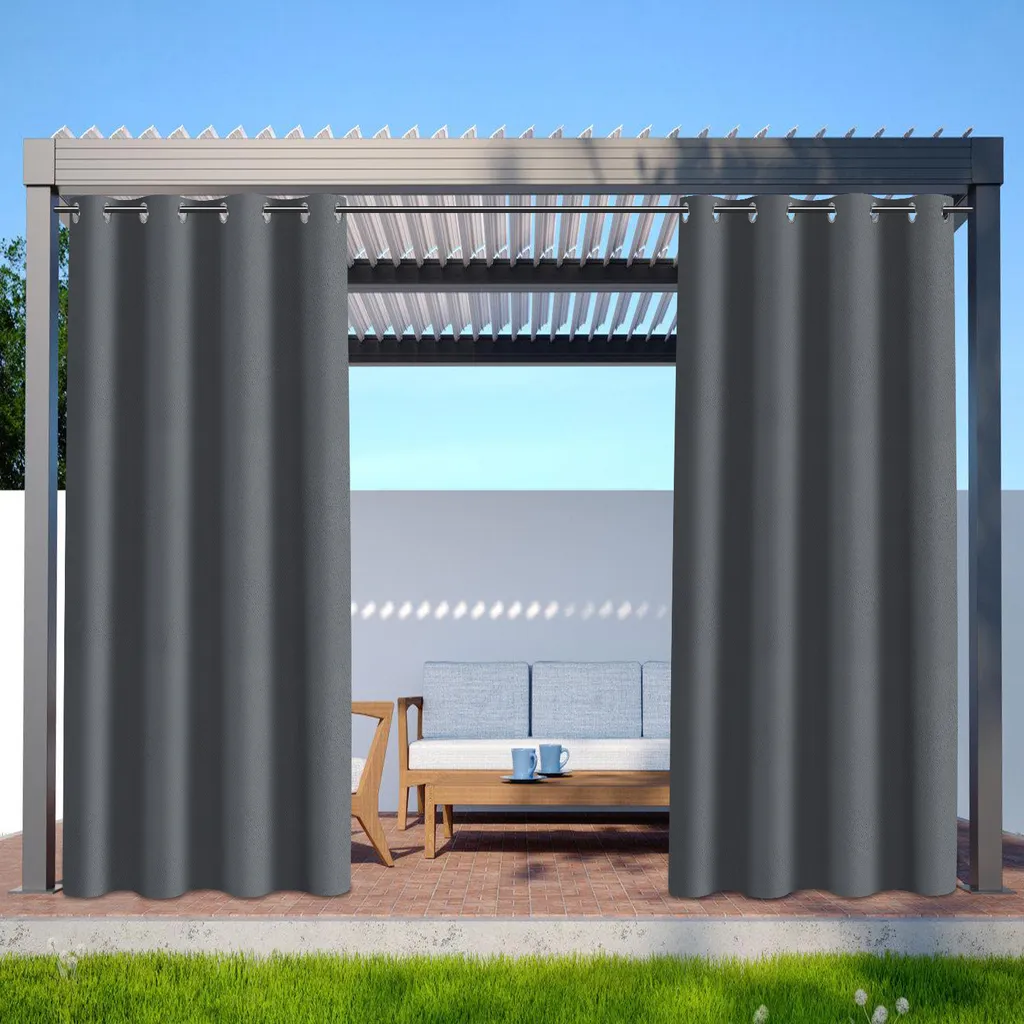 Set 2 Tende Esterno Jayseuw Impermeabili 132x213cm Grigio Oscurante