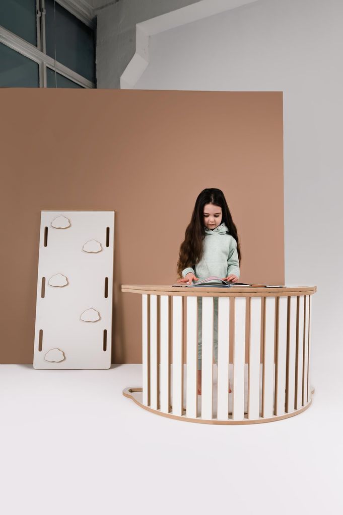 3in1 große Montessori Wippe mit Handgriffen + Tischplatte + große WÖLKCHEN Rutsche