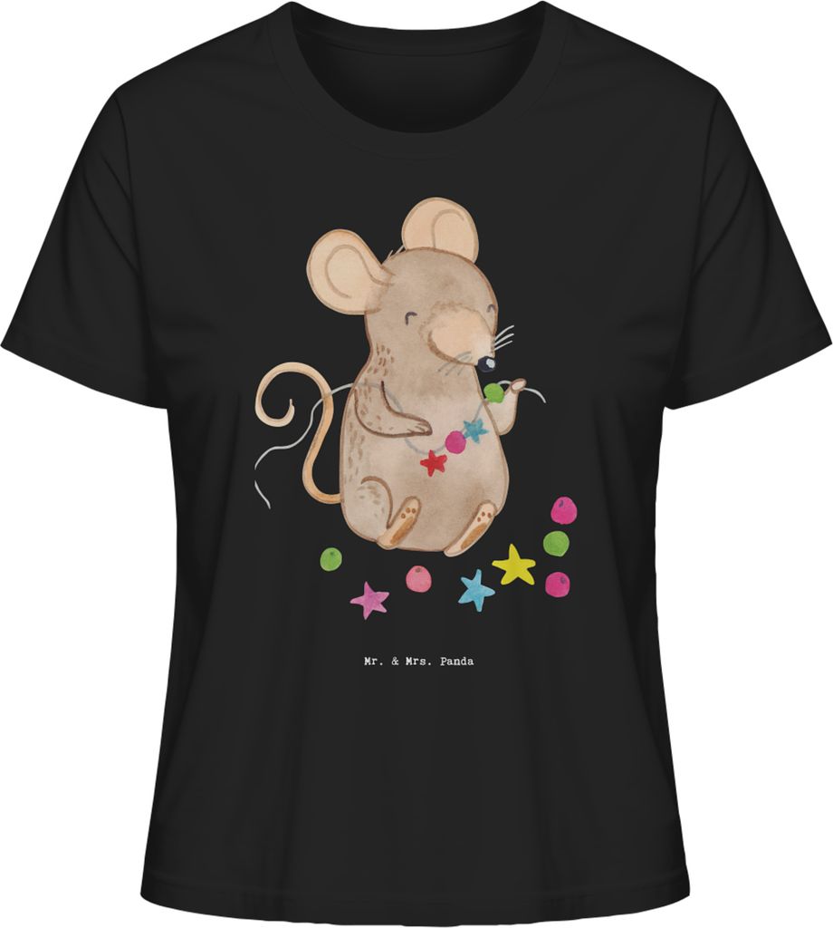 Mr. & Mrs. Panda Damen T-Shirt Maus Schmuck selber machen Größe S - Schwarz - Geschenk, Shirt Mit Spruch, Basteln, Oberteil, Basic, Baumwoll, DIY