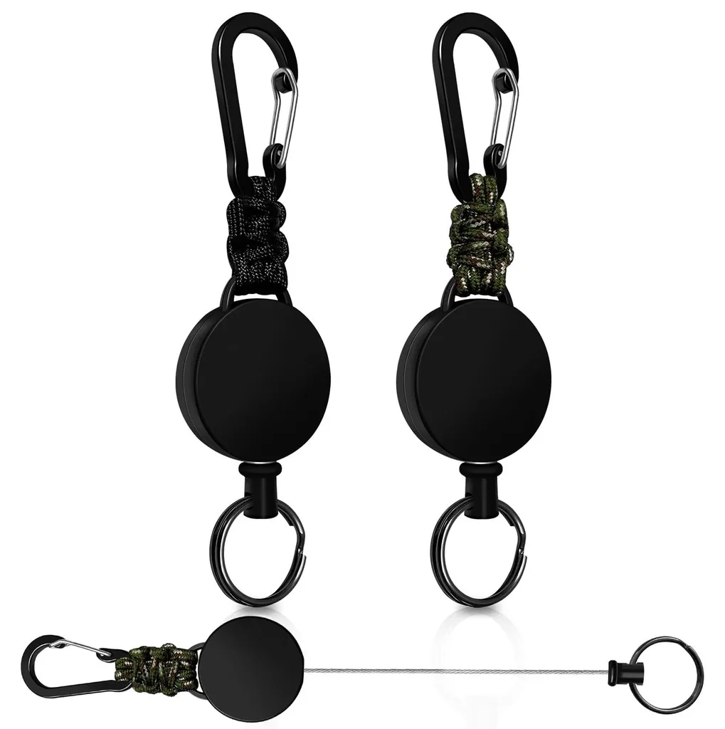 Porte-clés extensible yoyo lot de 2 avec câble acier 60 cm rétractable