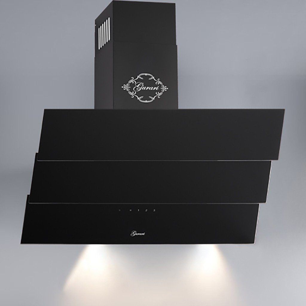 GURARI Kopffreihaube Gurari GCH 267 BL 6 Prime inkl. Umluftset, Designer Wandhaube, Dunstabzugshaube 60 cm kopffrei, , Schwarz Glas, 1000m³/h, Fer...