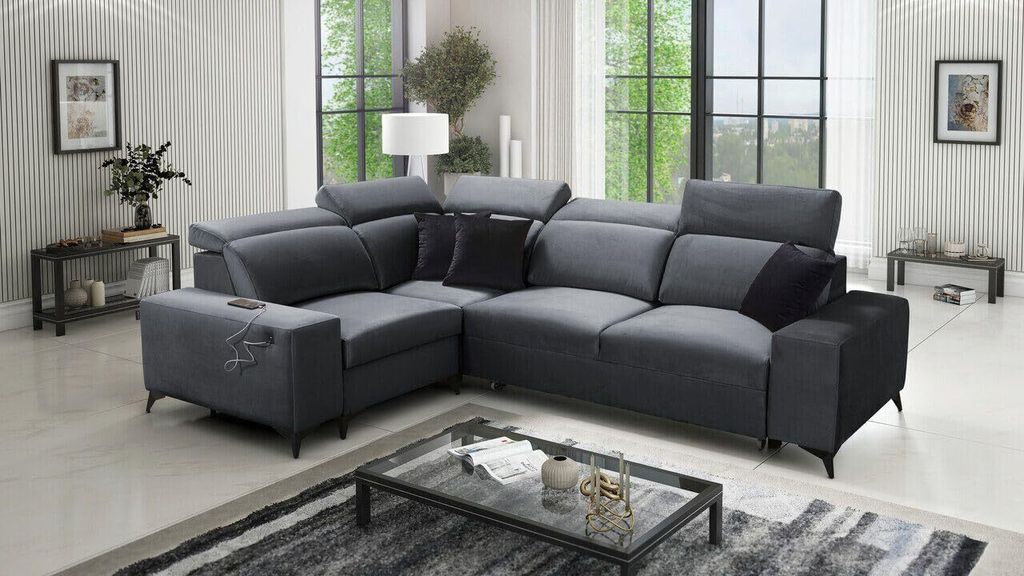 Paul II Mix mit Schlaffunktion und Bettzeugfach hat 5 verstellbare Kopfstützen und einen USB-Anschluss