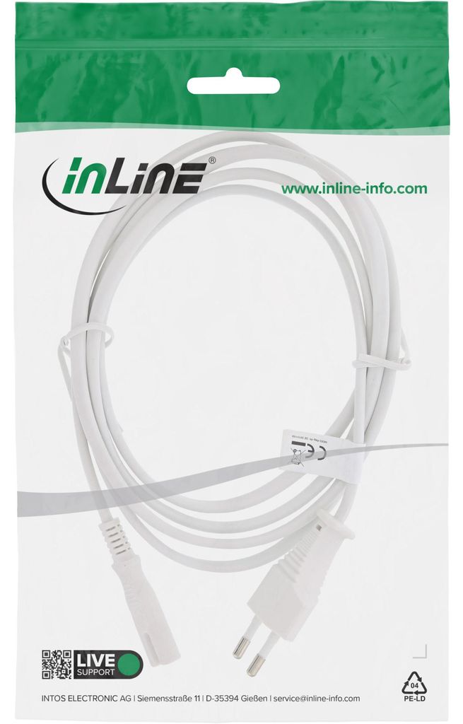 Cavo di rete InLine®, da spina di rete a spina Euro 8 C7, Immagine del prodotto 