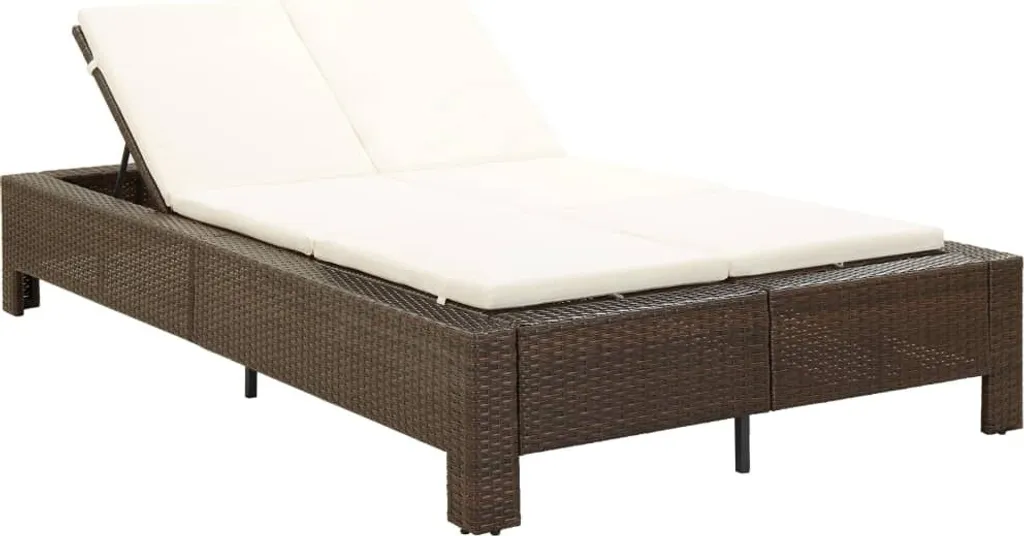 Bain de soleil 2 personnes en polyrotin marron avec support robuste