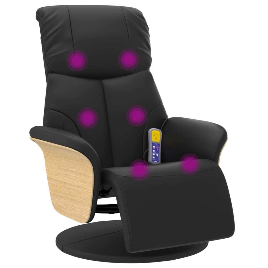 vidaXL Massagesessel mit Fußteil Schwarz Kunstleder
