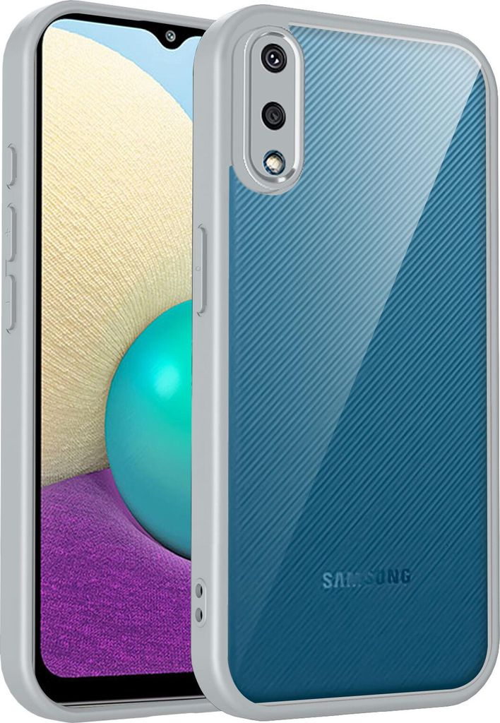 Hülle für Samsung Galaxy A02/M02 Transparente Rückseite TPU Bumper Stoßfest Handyhülle Grau