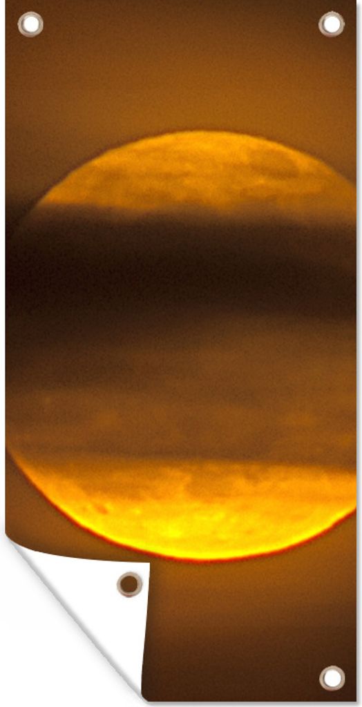 MuchoWow 40x80 cm Outdoor-Poster Gartendeko Sichtschutz Garten Poster für den Garten Mond - Wolken - Orange