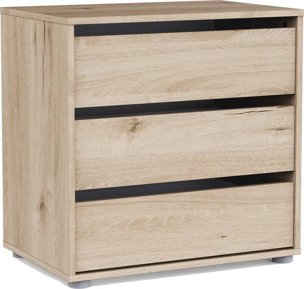 Commode en chêne 3 tiroirs compacte pour chambre et bureau