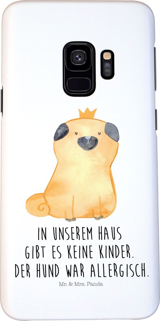 Mr. & Mrs. Panda Samsung Galaxy S9 Handyhülle Mops Krone - Weiß - Geschenk, Cover, Smartphone Hülle, Handy Schutzhülle, König, Königlich, All...