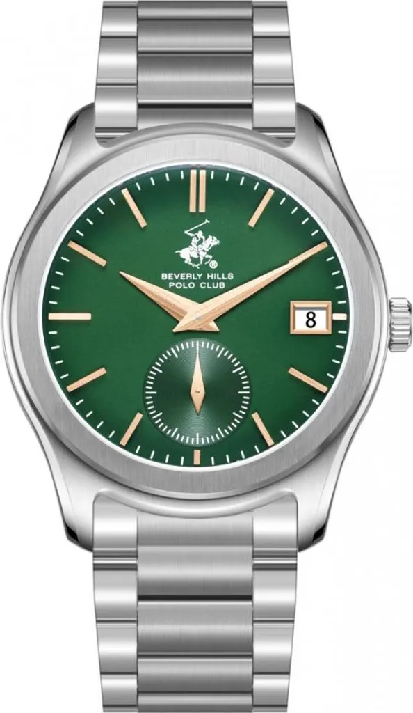 Montre Analogique pour Homme Cadran Vert avec Bracelet en Métal Argent