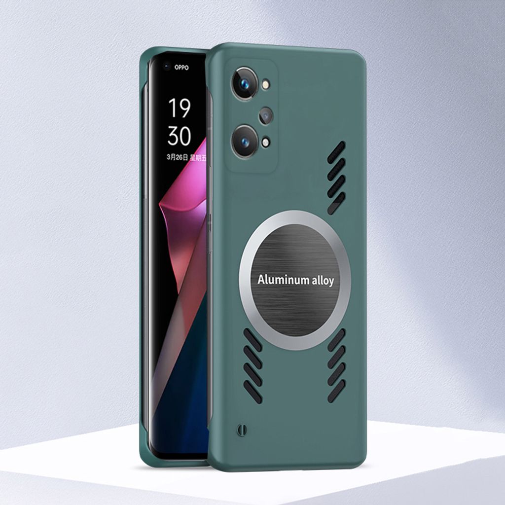 Realme GT2 Hülle, Frameless PC Matt Kühlabdeckung Loch Wärmeableitung Schutzhülle für Realme GT2 Grün