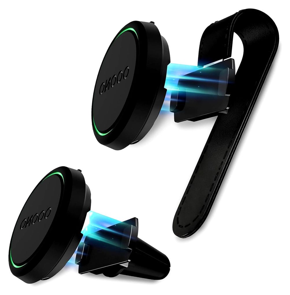 OOONO 2 Halterung Auto: 2 Stück Metall Magnetische Auto-Sonnenblendenhalterung und Auto-Lüftungsgitterhalterung kompatibel mit OOONO CO-Driver NO2