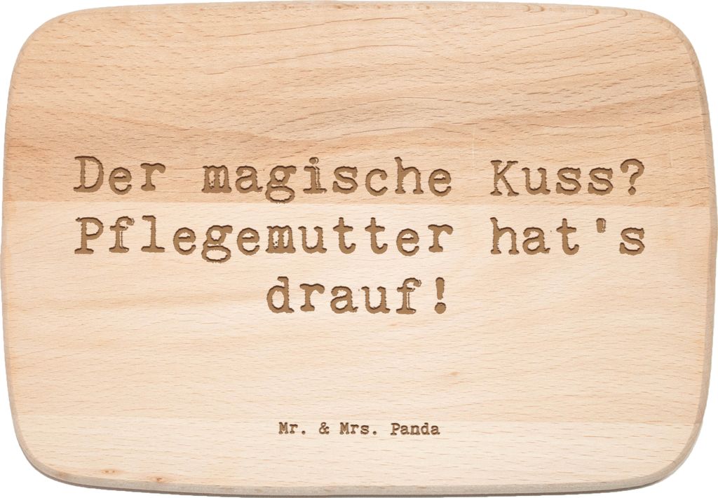 Mr. & Mrs. Panda schneidbrett Spruch Pflegemutter Kuss - Transparent - Geschenk, Schneidebrett, Fürsorge, Trost, Frühstücksbrett, Pflegekind, Ho...