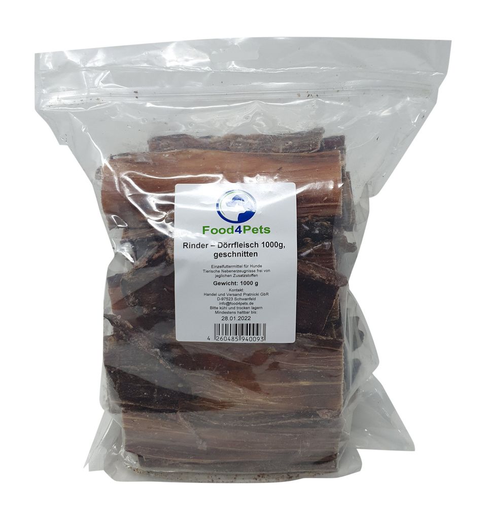 Rinder Dörrfleisch Hundeleckerli 1kg - Kausnacks für Hunde