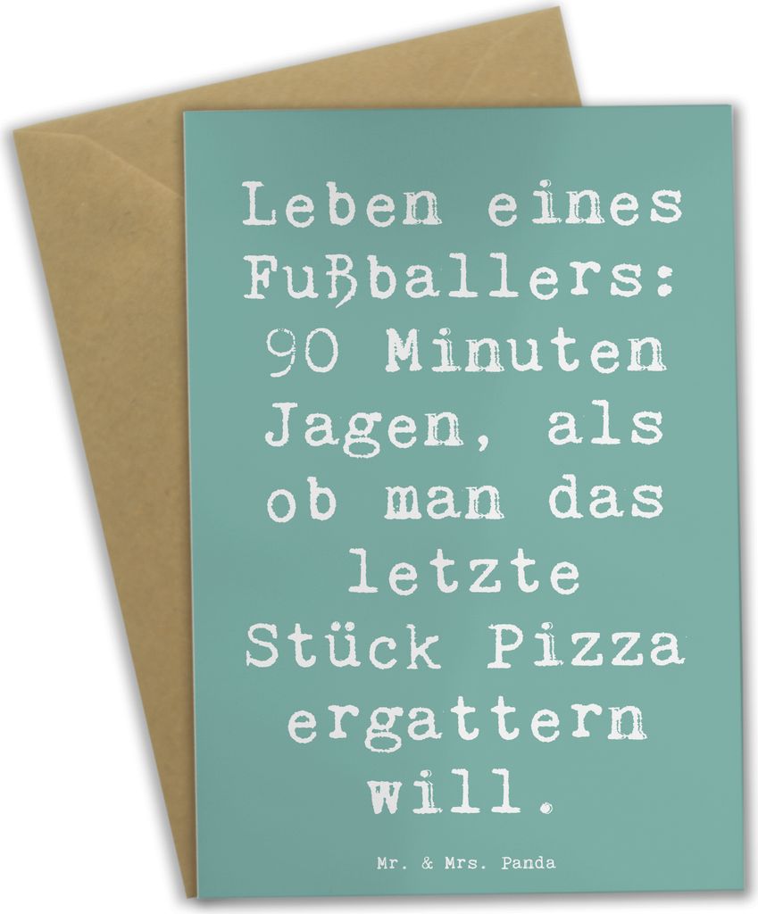 Mr. & Mrs. Panda Klappkarte Spruch Fußballer Leidenschaft - Meeresbrise - Geschenk, Fußball, weihnachtskarten, osterkarten, Berufsprodukte, Spiel...