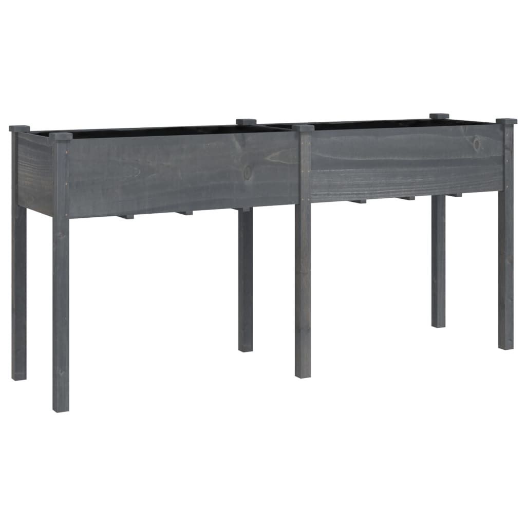 vidaXL Pflanzkübel mit Einsatz Grau 161x45x76 cm Massivholz Tanne